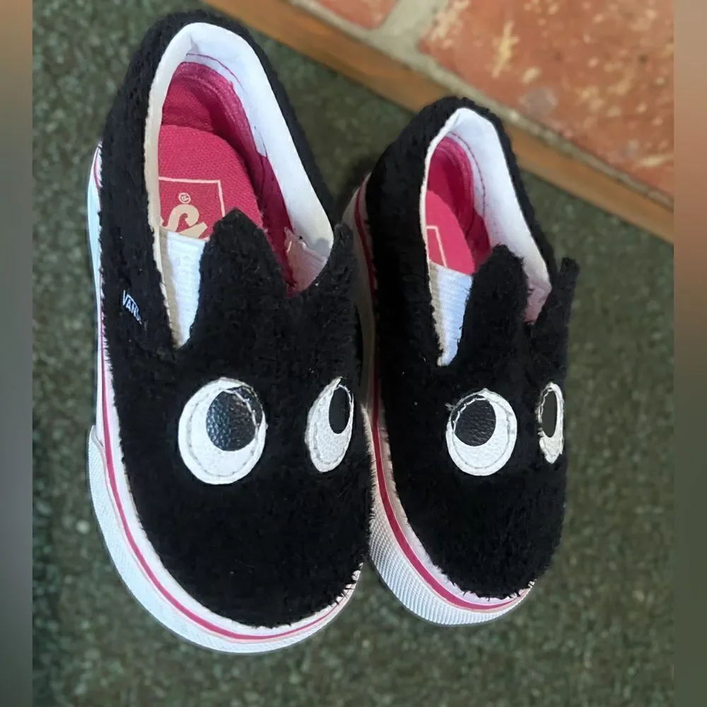 VANS Slip On Infant Baby Toddler Friend Party Furry Black Shoes size 5